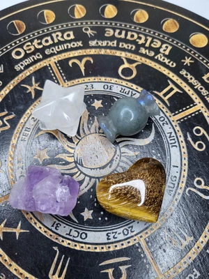 Tigers Eye Heart/labradorite Sweet/clear Quartz Merkaba/amethyst Cluster • £12