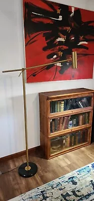 Modern Brass Floor Reading Lamp With Black Marble Stone Base • $70