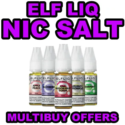 ELF LIQ NIC SALT Elf Bar ELFLIQ Liquid 10ml 5mg 10mg 20mg Vape Juice 21 FLAVOURS • £1.99