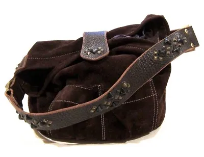 Tylie Malibu Bag Classic Utility Brown Suede Leather W/ Pyramid Stud Accents  • $66.64
