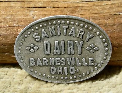 Ca 1900s BARNESVILLE OHIO OH (BELMONT CO) BEAUTIFUL OVAL DAIRY PINT MILK TOKEN • $11.95