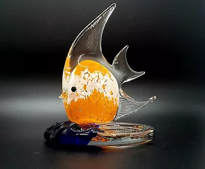 Murano Art Glass Paperweight Votive Tea Light Candle Holder Angel Fish Tropical  • $25