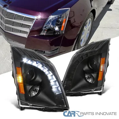 Black Fits 2008-2014 Cadillac CTS LED Strip Projector Headlights Lamps L+R 08-14 • $268.95