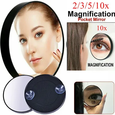 Cosmetics Mirror 2/5/10X Round Magnifying Mini Pocket Mirror Suction Cup • $2.81