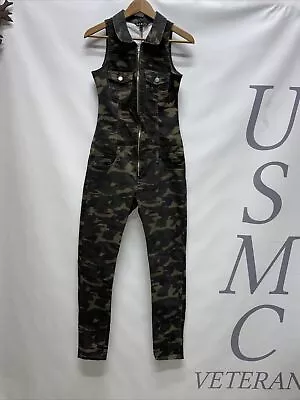 Womens V.I.P. Camouflage Jeans Sleeveless Coveralls Size 7/8 • $29