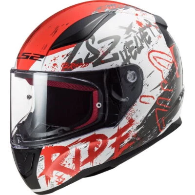 £64.95 • Buy LS2 FF353 Rapid Naughty White / Red Full Face Motorcycle Crash Helmet 