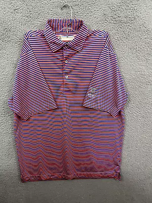 Donald Ross Shirt Mens Medium Blue Orange Striped Polo Muirfield Village Golf • $15.10