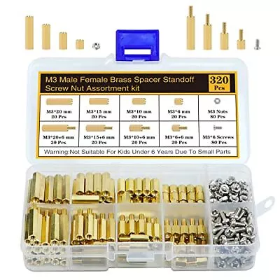 320Pcs M3 Motherboard Standoffs&Screws&Nuts Kit Hex Male-Female Brass Spacer • $20.29