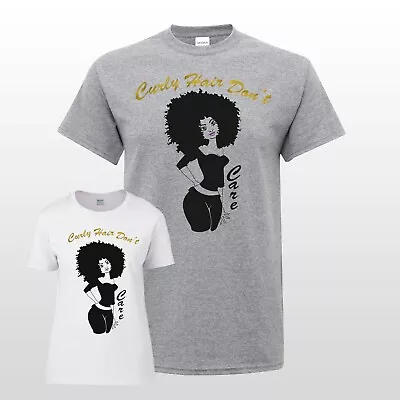 Curly Hair Don't Care T-Shirt Afro Queen Reggae Women's Jamaican Girls Rasta Tee • £9.98