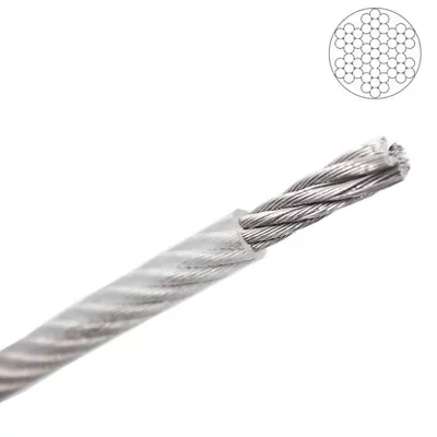 304 Stainless Steel Wire Rope Cable Clear PVC Vinyl Coated 1 1.5 2 3 4 5 6 8mm • $8.99