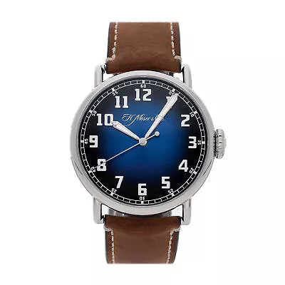 H. Moser & Cie Heritage Centre Seconds Auto Steel Mens Strap Watch 8200-1201 • $10950