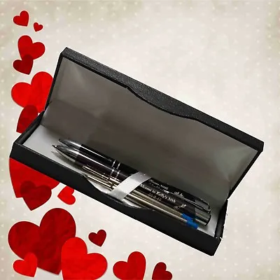 Personalised Valentines Day Gift Metal Engraved Pen Box Set Gift For Him Or Her • $26.95