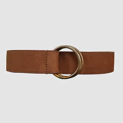 $215 Simonnot Godard Men Brown D-Ring Suede Leather Belt Size 38 • $69.18