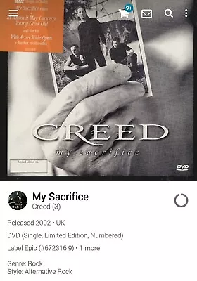 Creed ~ My Sacrifice  DVD Single 2002 AOR Melodic Limited Edition No#  4713 • £8