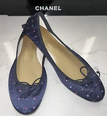 *NEW DARLING J Crew Navy Satin Polka Dot Ballet Flats Size 8 • $46