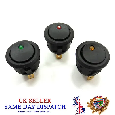 DC 16A 12V 3 Pin ON/OFF Rocker Switch 2 Position SPST Snap Round Button  • £2.93