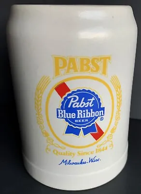 Vintage Pabst Blue Ribbon Stoneware Beer Mug 5 1/4  Tall Made By Ceramarte • $12.50