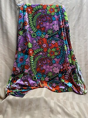 Vintage 70s Crushed Velvet/ Velour Radiant Flower Fabric GROOVY HIPPY • $40