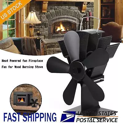 5 Blades Heat Powered Stove Fan Wood Log Burner Fireplace Fuel Saving Eco T7 USA • $39.99