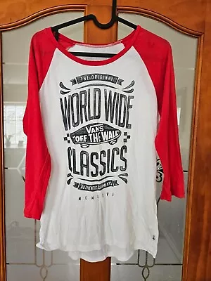 Vans Long Sleeve Top Red And White Woman's Size 10  • £1.50