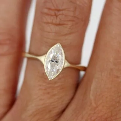 14k Yellow Gold Plated 1.5CTW Marquise VVS1 Moissanite Engagement Wedding Ring • $150.99