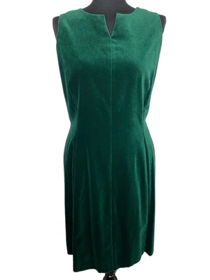 £30 • Buy Laura Ashley Sleeveless Fitted Split Neckline Velvet Evening Dress Green 14 16