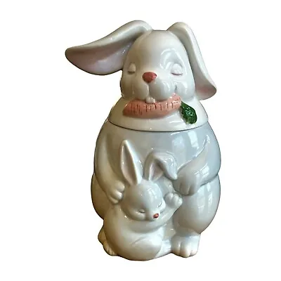 Fitz And Floyd Momma And Baby Bunny Cookie Jar Easter Decor Vintage • $25
