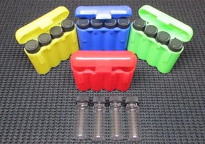 16 - 1 Dram Glass Vials With 4 Carrying Case Storage Case GreenRedBlueGold • $13.99