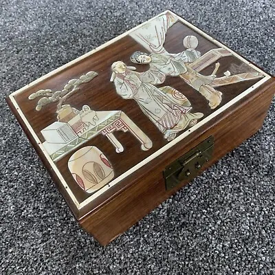 19c Japanese Bone & Mother Of Pearl Mounted Shibyama Wood Sewing Jewellery Box • £75