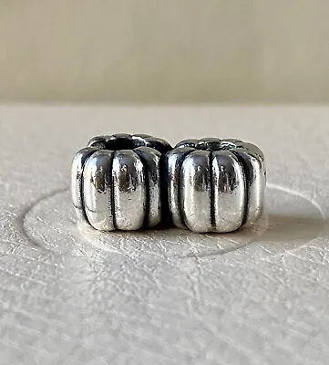 Genuine Pandora Silver Double Bubble Clip Charm With Rubber Inner Holders • £50