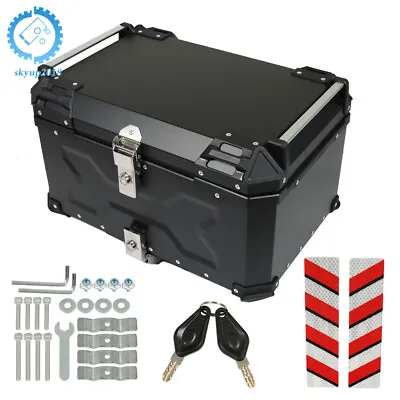 Aluminum 55L Motorcycle Top Case Tail Box Waterproof Luggage Trunk Storage Black • $125.57