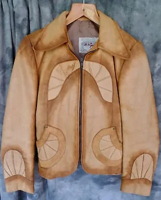 TRUE Vintage ~ ADAM & EVE Leather Jacket 1970s 70's EAST WEST Style Sunrise RARE • $299.99