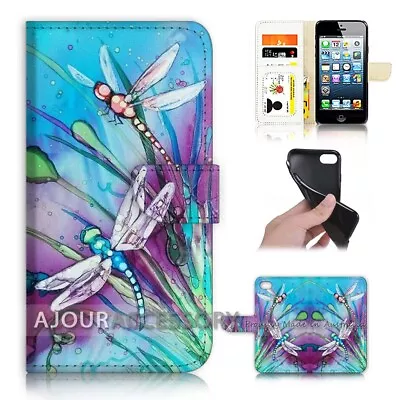 ( For IPhone 6 / 6S ) Wallet Flip Case Cover AJ21094 Blue Dragonfly Paint • $12.99