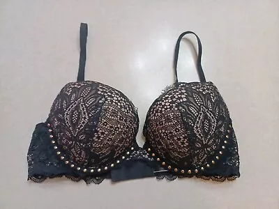 Victoria's Secret Bombshell Plunge Bra 34B Black Add 2 Cup Sizes • $28