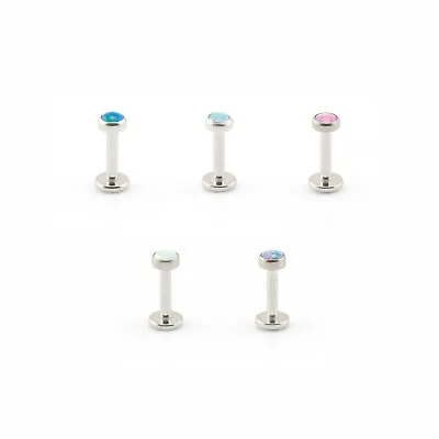 £2.29 • Buy Opal Labret Bar Helix Cartilage Tragus Lip Piercing Steel Internally Threaded