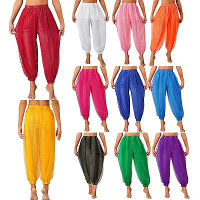 Women's Belly Dance Harem Pants Indian Dancing Trousers Cosplay Festival Costume • £8.27