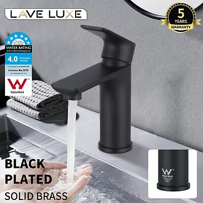Bathroom Basin Mixer Tap Square Round Lever Vanity Faucet Matt Black WELS Brass • $75