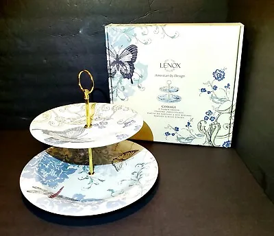 Lenox  The Collage  2 Tiered Serverbutterflies Dragonflies Birds9.5  Discont • $47