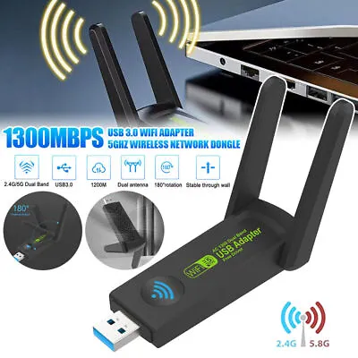 USB 3.0 WIFI Adapter 1300mbps Wireless Dongle Dual Band 5G/2.4G Dual Antenna NEW • $12.95