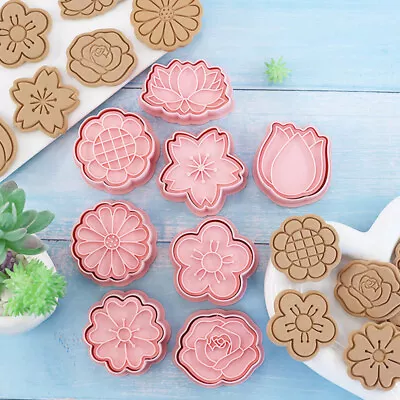 £6.07 • Buy 8pcs/set Flower Shape Cookie Cutters 3D Plastic Biscuit Mold Cookie Cake Mo YN