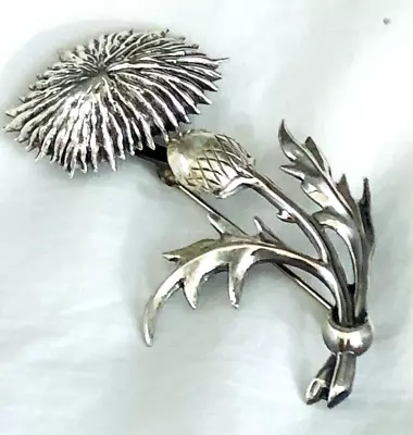 Vintage LANG STERLING Scottish Themed Thistle Brooch Pin • $44