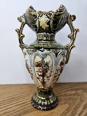 English Victorian Alhambrian Pottery Co. Majolica Staffordshire Antique Vase • $84.95