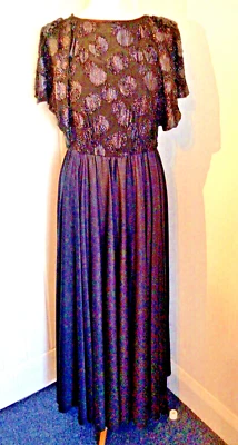 £24.50 • Buy Ronald Joyce After Six Vintage 70s/80s Black Maxi Dress UK 16 To Fit 14.