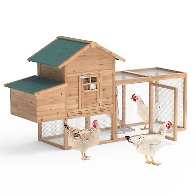 80  Chicken Coop Wooden Hen House Pet Hutch Poultry Cage Outdoor W/Nest Box Run • $151.29