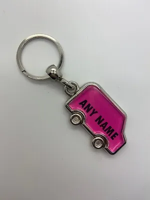 Personalised Car Van Shaped Keyring - Any Name Or Reg Number - Pink - Van • £3.99