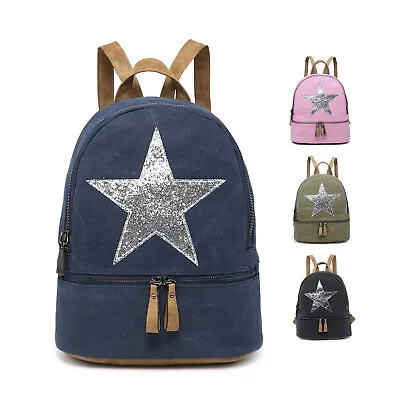 £18.99 • Buy Small Canvas Backpack Woman Lady Fashion Star Back Bag