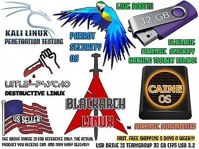 BlackArch CAINE Parrot Little Psycho Kali Hacking Forensic Toolkit 32 Gb USB • $19.99