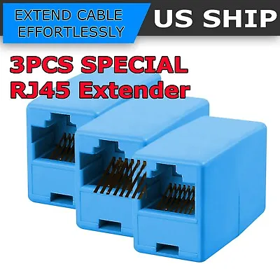 3x RJ45 Joiner Inline Coupler Cat6 Cat5 Extender Ethernet Wire Network Connector • $3.95