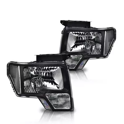 Fit For 2009-2014 Ford F150 Pickup Clear Corner Black Housing Headlights Lamps  • $97.54