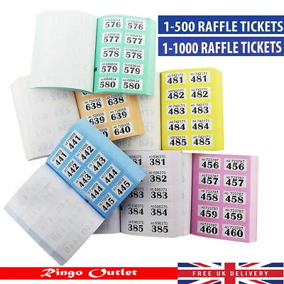 Raffle Books Cloakroom Tickets 500 Or 1000 Tombola Draw Jumbo Brand Numbered  • £3.99